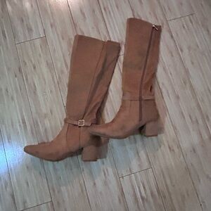 Cato Women's Block Heel Knee Boots in Brown